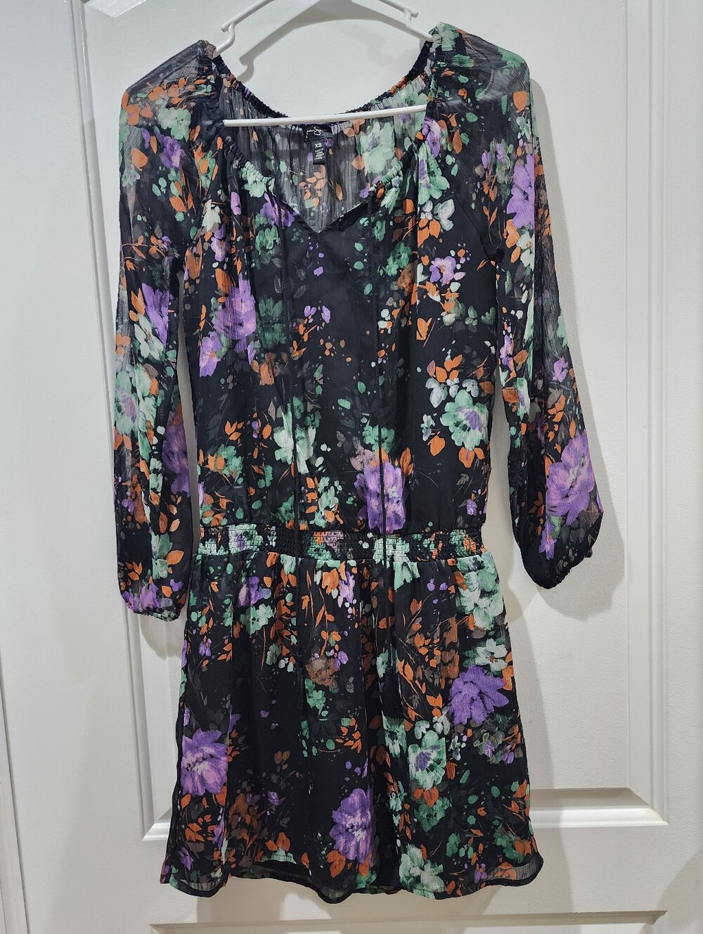 NWT Jessica Simpson Women's V-Neck Long Sleeve Floral Laurelle Mini Dress XS
